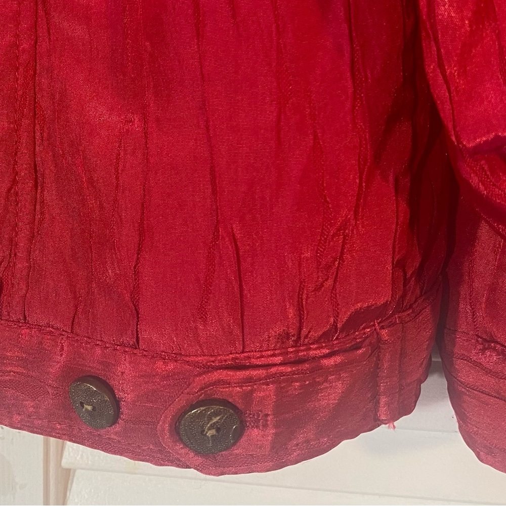 Ruby Rd Jacket Size 10 Red Textured Chest Pockets - image 7